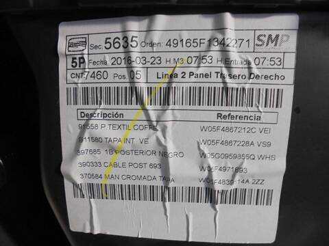 Foto 3ª: Tapizados Cartoneras Seat Leon 1.6 TDI 110CV 81KW [CXX] (2016)