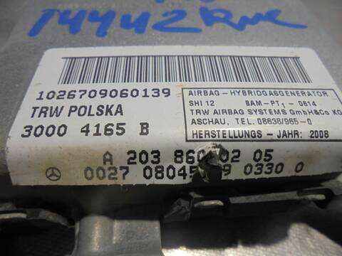 Foto 2ª: Airbag Lateral Trasero Derecho Mercedes Clase C 160 350 CGI 219.357) 292CV 215KW [M272985] (2008)