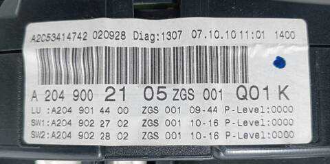 Foto 2ª: Cuadro de Instrumentos Mercedes Clase C 160 2.1 CDI CAT 136CV (2007)