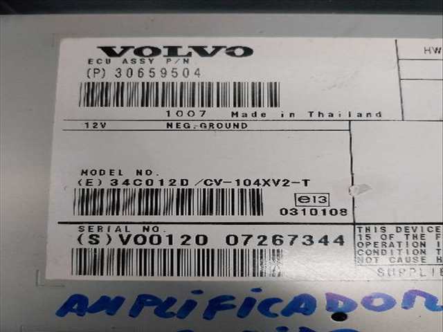 Foto 2ª: Sistema Audio Radio CD Volvo S60 2.0 D [D-D5204T] (2010)