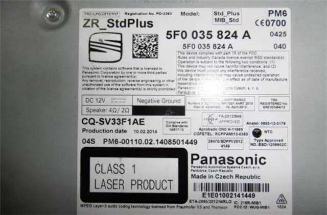 Foto 2ª: Sistema Audio Radio CD Seat Leon 1.4 FR [1.4 LTR. - 110 KW 16V TSI ACT] [CHPA]