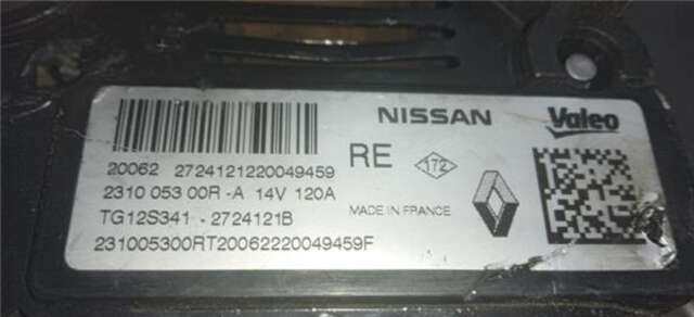 Alternador Dacia Sandero 0.9 AMBIANCE [0.9 LTR. - 66 KW TCE CAT BIVALENT. GASOLINA - GPL]