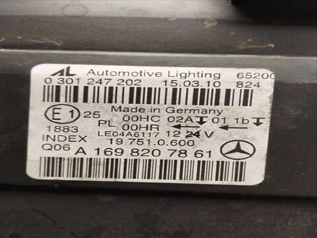 Foto 3ª: Faro Derecho Mercedes Clase B 150 180 CDI 245.207) 109CV 80KW [640940] (2010)