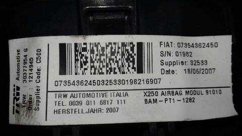 Foto 3ª: Airbag Delantero Izquierdo Citroen Jumper 2.2 HDI CAT 120CV 88KW CAJA CERRADA [4HU] (2007)