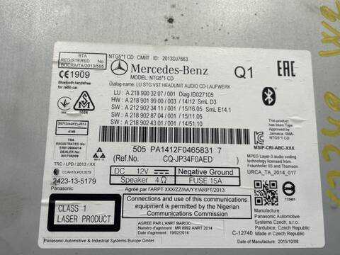 Foto 3ª: Sistema Audio Radio CD Mercedes Clase E 180 OM651924 (2015)