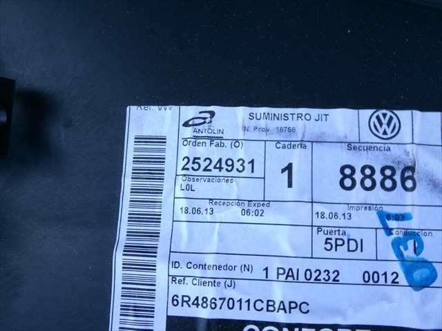 Foto 3ª: Tapizados Cartoneras Volkswagen Polo 1.2 TSI 2009-2014 [CBZ] (2014)