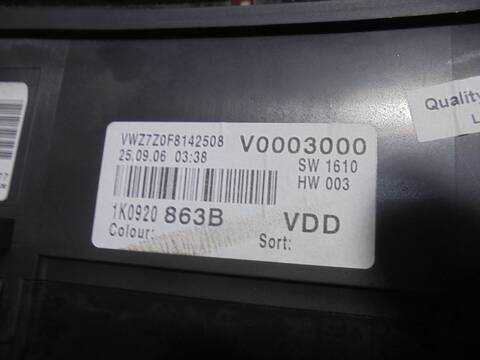 Foto 4ª: Cuadro de Instrumentos Volkswagen Golf 1.9 TDI BERLINA 105CV 77KW [BXE] (2006)