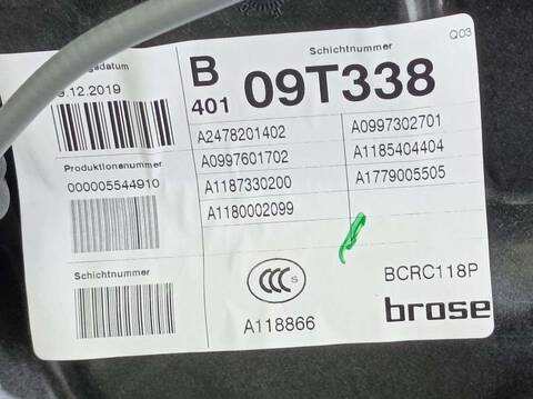 Foto 2ª: Elevalunas Manual Trasero Izquierdo Mercedes Clase C 160 CLA 200 D COUPE 150CV 110KW [654920] (2020)