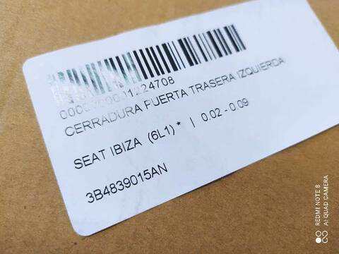 Foto 3ª: Cerradura Puerta Trasera Izquierda Seat Ibiza VERSION INDEFINIDA