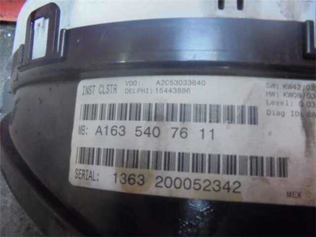 Foto 2ª: Cuadro de Instrumentos Mercedes Clase ML 230 2.7 270 CDI (163.113) [2.7 LTR. - 120 KW CDI 20V CAT] [OM 612.963]