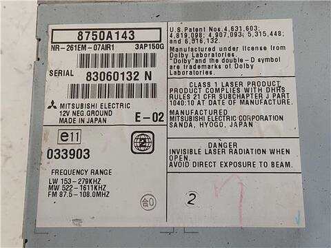 Foto 3ª: Sistema Audio Radio CD Mitsubishi Lancer 2.0 DI-D 140CV 103KW [BWC] (2008)