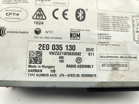 Foto 3ª: Sistema Audio Radio CD Volkswagen Crafter 35 FURGON BM TA RWD 140CV 103KW [DAUA] (2019)
