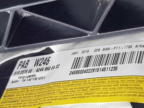 Foto 2ª: Kit Airbag Mercedes Clase B 150 B 180 CDI 246.212) (2011)
