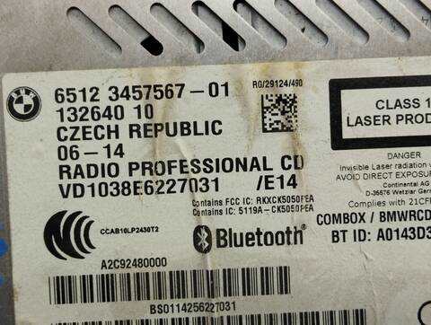 Foto 3ª: Sistema Audio Radio CD Bmw Mini COOPER D 112CV 82KW [N47C20A] (2014)