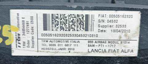 Foto 2ª: Airbag Delantero Derecho Alfa Romeo Mito PROGRESSION 1 16V CAT 105CV [955A6000] (2008)