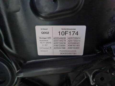 Foto 2ª: Elevalunas Manual Trasero Derecho Mercedes Clase C 160 C 350 T E 205.247) 279CV FAMILIAR [274920] (2015)