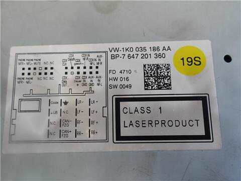 Foto 3ª: Sistema Audio Radio CD Volkswagen Passat 1.6 TDI BERLINA 105CV 77KW [CAYC] (2011)