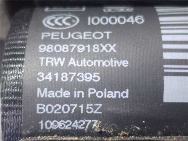 Foto 3ª: Cinturón Trasero Derecho Peugeot 308 1.6 STYLE [1.6 LTR. - 88 KW BLUE-HDI FAP]