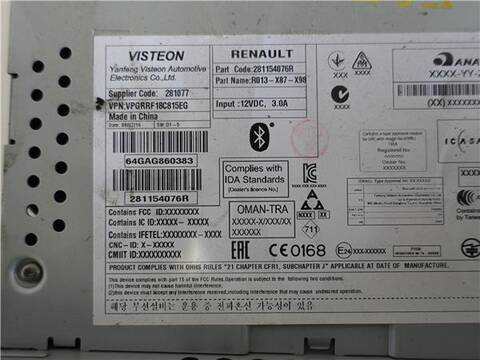 Foto 3ª: Sistema Audio Radio CD Renault Clio 1.5 AUTHENTIQUE 75CV 55KW [K9K 628] (2016)