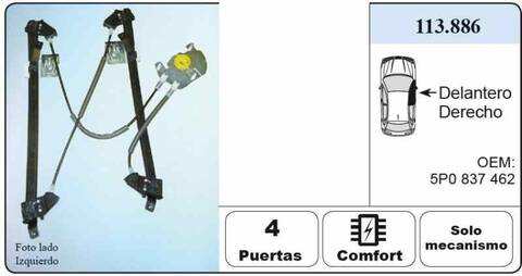 Foto 2ª: Elevalunas Eléctrico Delantero Derecho Seat Altea FAMILY 105CV 77KW