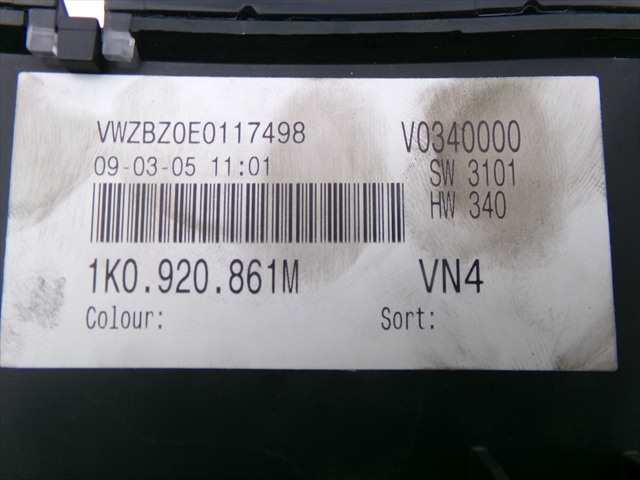 Foto 4ª: Cuadro de Instrumentos Volkswagen Golf 2.0 TDI MODELO PLUS,2004-2009 [BKD] (2005)
