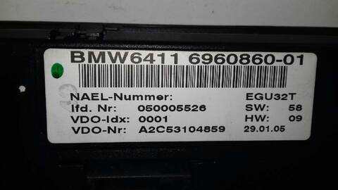 Foto 3ª: Mando Calefacción A. A. Bmw Serie 1 114 118D BERLINA 122CV 90KW [M47N204D4] (2005)