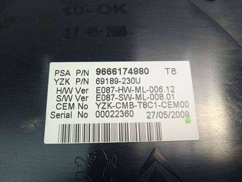 Foto 3ª: Cuadro de Instrumentos Peugeot 3008 1.6 HDI FAP CAT 9HZ - DV6TED4) 109CV 80KW (2009)