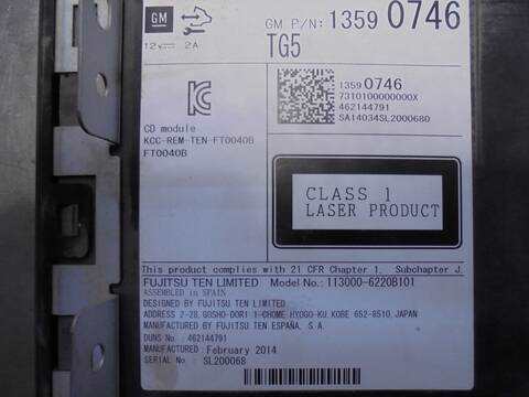 Foto 4ª: Sistema Audio Radio CD Opel Insignia EXPRESSION BERLINA 120CV 88KW [A20DTE] (2015)