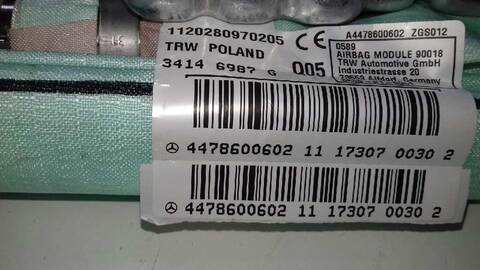 Foto 3ª: Airbag Cortina Delantero Izquierdo Mercedes Vito 2.1 CDI CAT 136CV 100KW (2014)