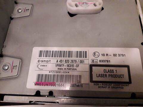 Foto 2ª: Sistema Audio Radio CD Smart Coupe 1.0 CAT COUPE 71CV 52KW (2007)