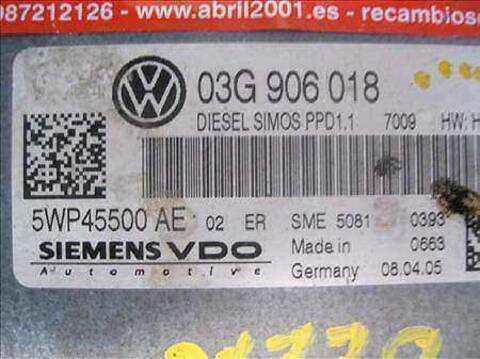 Foto 2ª: Centralita Motor ECU Volkswagen Passat 2.0 TDI 16V BERLINA 140CV 103KW [BKP] (2005)