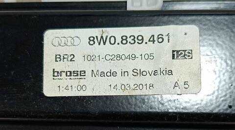 Foto 3ª: Elevalunas Manual Trasero Izquierdo Audi A4 3.0 V6 24V TDI 272CV [CRTC] (2015)