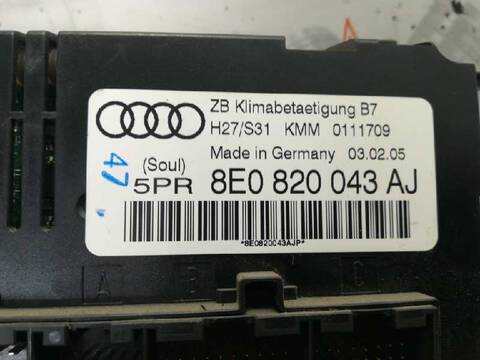 Foto 4ª: Mando Climatizador Audi A4 2.0 TDI AVANT 140CV 103KW [BLB] (2005)
