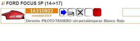 Foto 2ª: Piloto Trasero Derecho Ford Focus 101CV 74KW