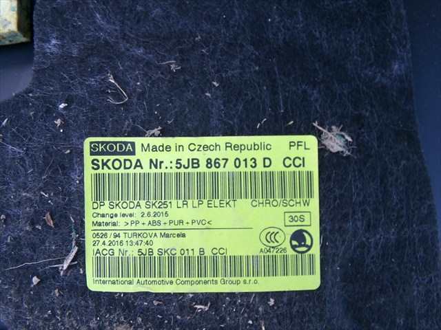 Foto 3ª: Tapizados Cartoneras Skoda Rapid 1.2 TSI SPACEBACK,2012-2019 [CJZ] (2016)