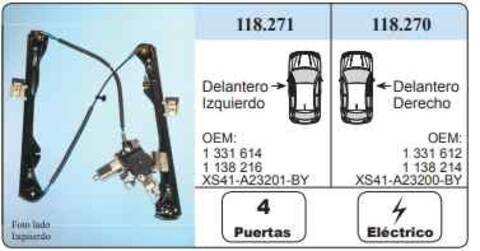 Elevalunas Eléctrico Delantero Derecho Ford Focus BERLINA 75CV 55KW