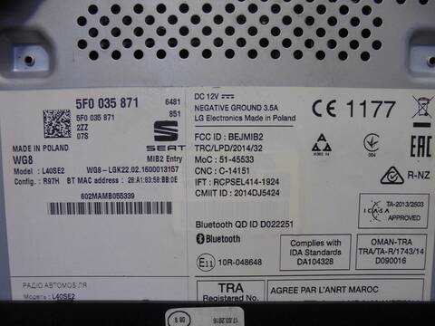 Foto 2ª: Pantalla Multifuncion Seat Leon 1.6 TDI 110CV 81KW [CXX] (2016)
