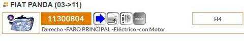 Foto 2ª: Faro Derecho Fiat Panda 54CV 40KW