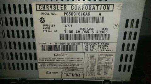 Sistema Audio Radio CD Jeep Cherokee 2.8 CRD LIMITED 163CV 120KW