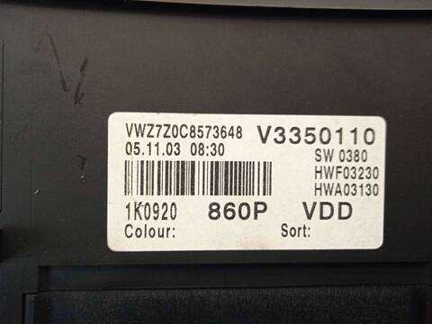 Foto 3ª: Cuadro de Instrumentos Volkswagen Golf 1.4 16V BERLINA 75CV 55KW [BCA] (2003)