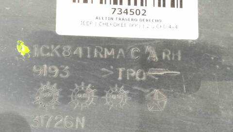 Foto 3ª: Aletin Trasero Derecho Jeep Cherokee 2.8 CRD 4X4 177CV 130KW [ENS] (2008)