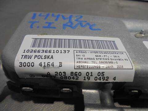 Foto 2ª: Airbag Lateral Trasero Izquierdo Mercedes Clase C 160 350 CGI 219.357) 292CV 215KW [M272985] (2008)