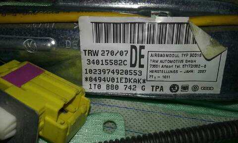 Foto 2ª: Airbag Cortina Delantero Derecho Volkswagen Touran TRAVELLER 140CV 103KW [BKD] (2007)