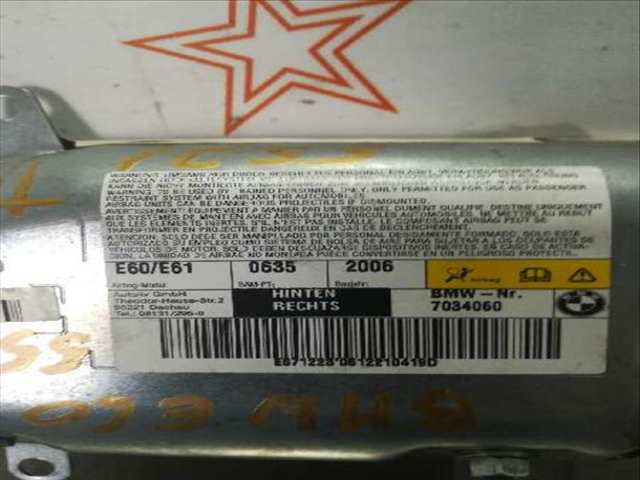 Foto 3ª: Airbag Lateral Trasero Derecho Bmw Serie 5 518 520 D BERLINA 163CV 120KW [M47N204D5] (2006)