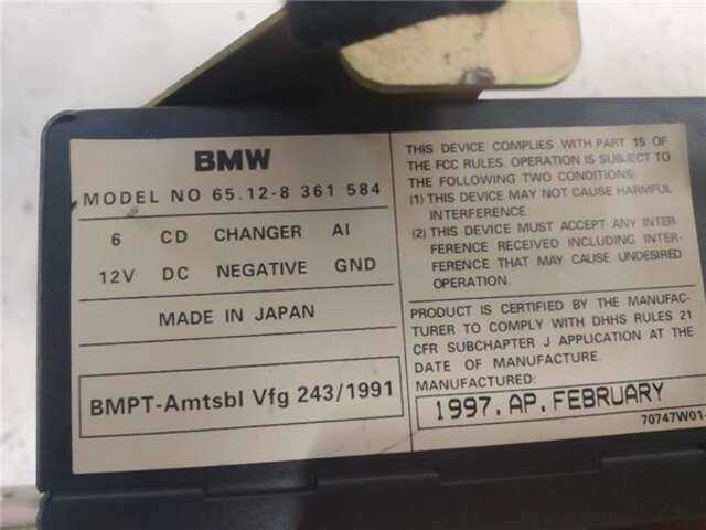 Foto 3ª: Sistema Audio Radio CD Bmw Serie 5 518 2.5 523I [2.5 LTR. - 125 KW 24V CAT] [256S3G]