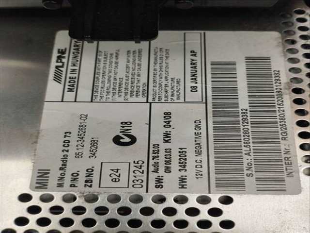 Foto 3ª: Sistema Audio Radio CD Mini Mini COOPER D 109CV 80KW [9HZ] (2008)