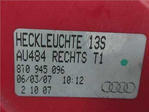 Foto 3ª: Piloto Trasero Derecho Audi A5 3.0 TDI QUATTRO COUPE 240CV 176KW [CAPA] (2009)