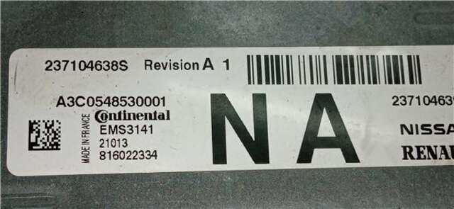 Centralita Motor ECU Dacia Sandero 1.0 STEPWAY COMFORT [1.0 LTR. - 67 KW TCE CAT]