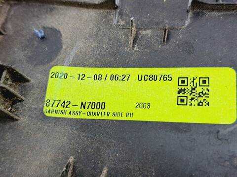 Foto 3ª: Aletin Trasero Derecho Hyundai Tucson 1.6 CRDI CAT 136CV 100KW [G4FP] (2021)