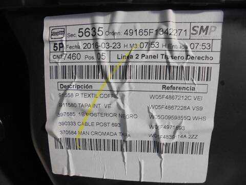 Foto 3ª: Tapizados Cartoneras Seat Leon 1.6 TDI 110CV 81KW [CXX] (2016)